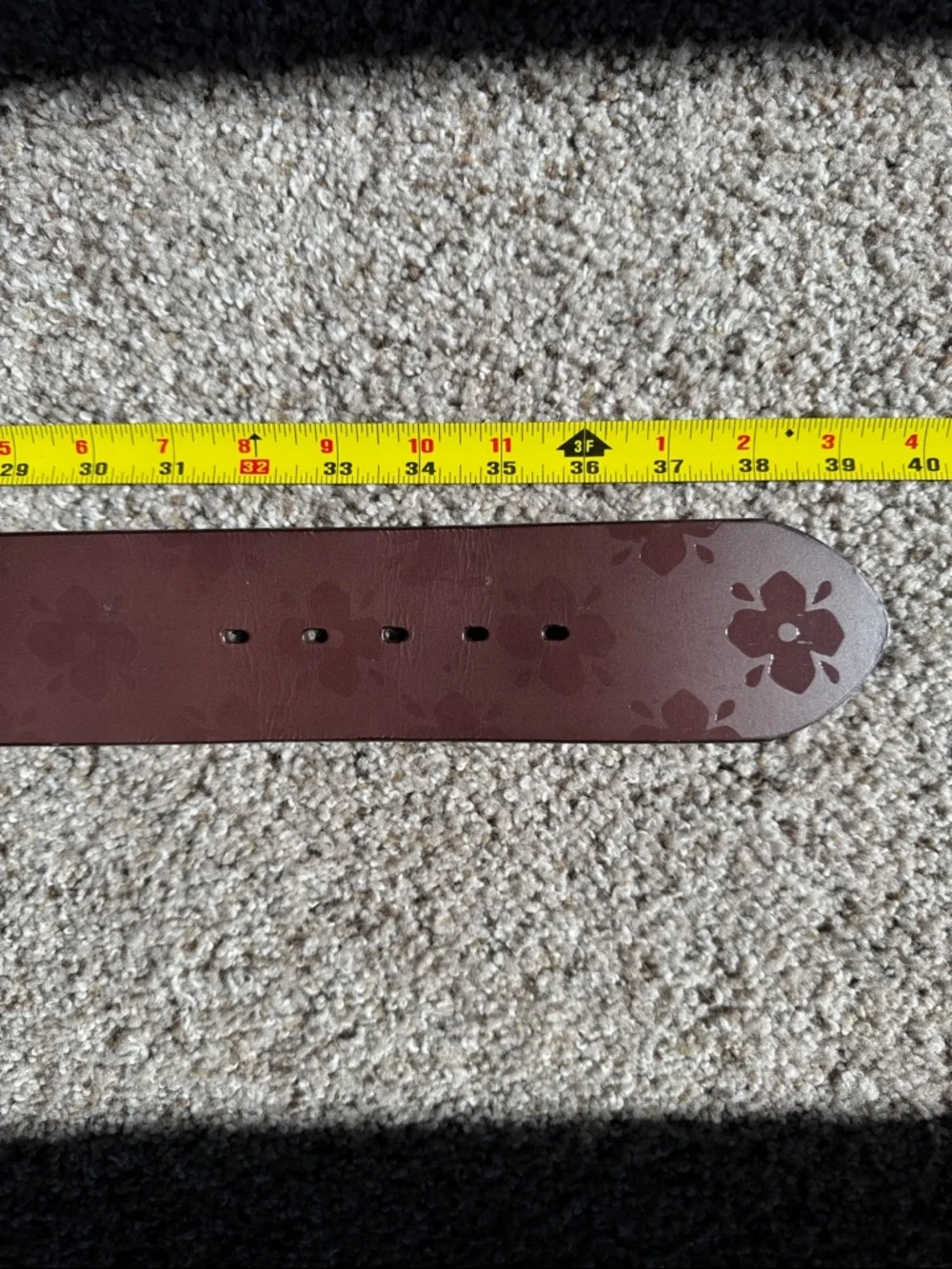 Laura Ashley Leather Wide Floral-Embossed Belt With Silver Tone Buckle